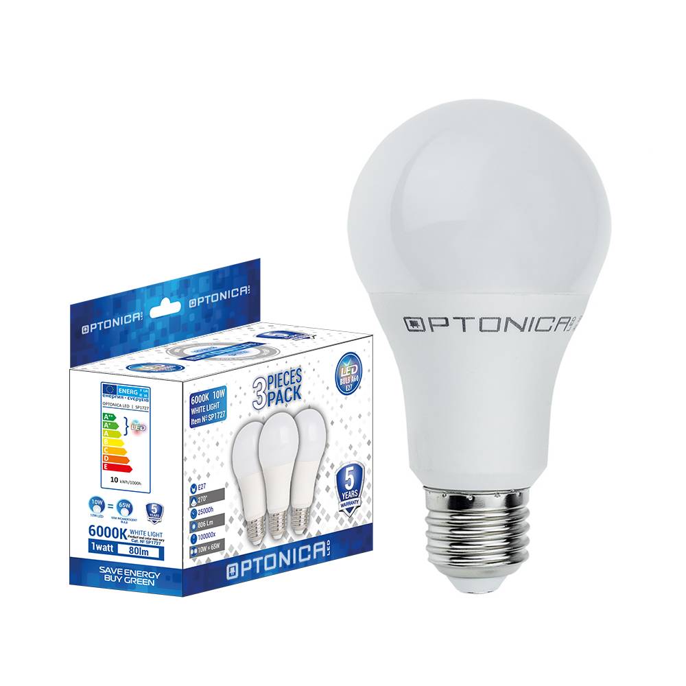 1733 LED КРУШКА A65 E27 15W 1320LM RA>80 AC175-265V – 3БР / ОПАК. – Студено Бяла - Image 1