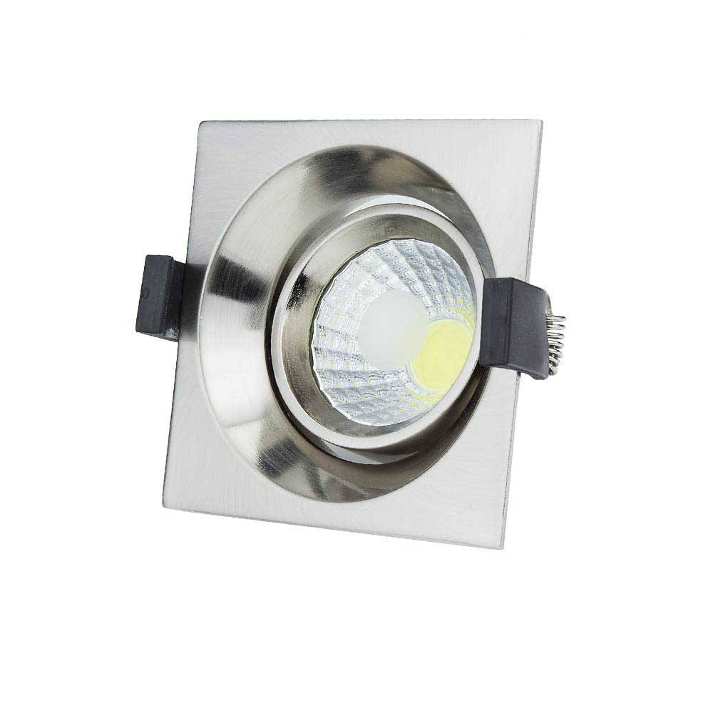 3223 8W LED ЛУНА COB КВАДРАТНА, НАСОЧВАЩА СЕ, 6000K – INOX - Image 1