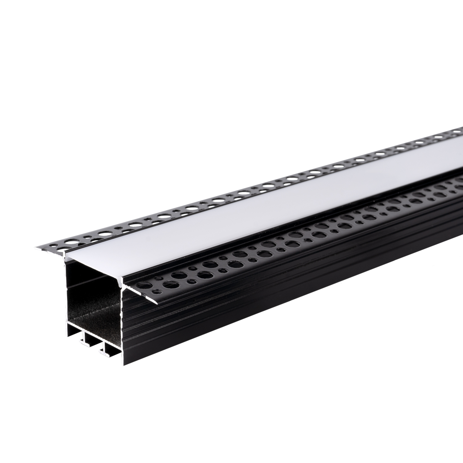 5125 АЛУМИНИЕВ ПРОФИЛ ЗА LED ЛЕНТА ЧЕРНО ТЯЛО/БЯЛ РАЗСЕЙВАТЕЛ 2m 71.5x35mm ЗА ВГРАЖДАНЕ - Image 1