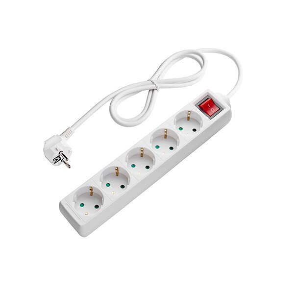7612 РАЗКЛОНИТЕЛ 5-ГНЕЗДА+SWITCH 3G1.5mm-3M, 16A, 230V, Max3500W, IP20 – БЯЛ - Image 1