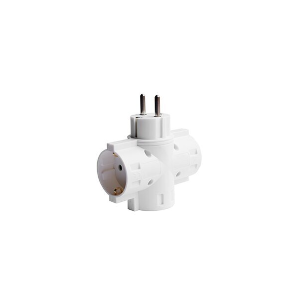 7636 Адаптер 3 Гнезда 16A, 230V, Max3500W, IP20 – БЯЛ - Image 1