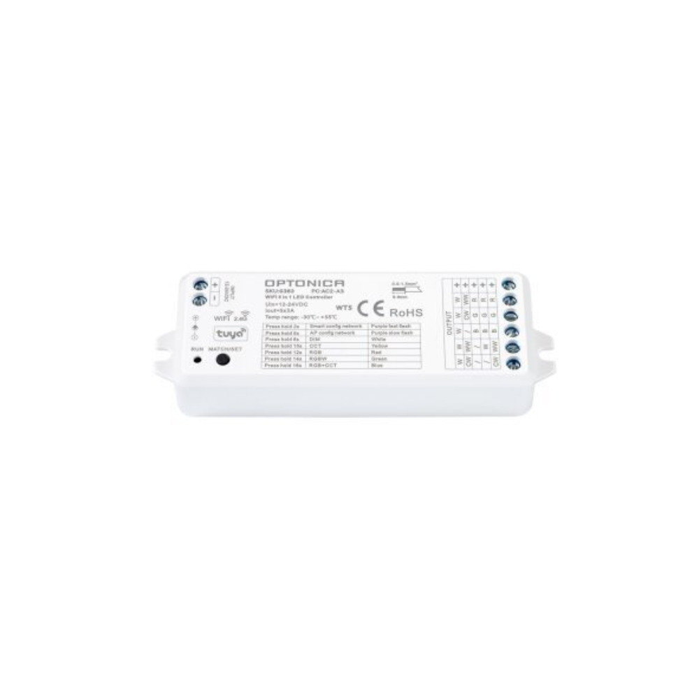6383 TUYA & RF 5in1 КОНТРОЛЕР 12-24VDC 3A*5CH MAX15A 180W/360W(12/24V) - Image 1